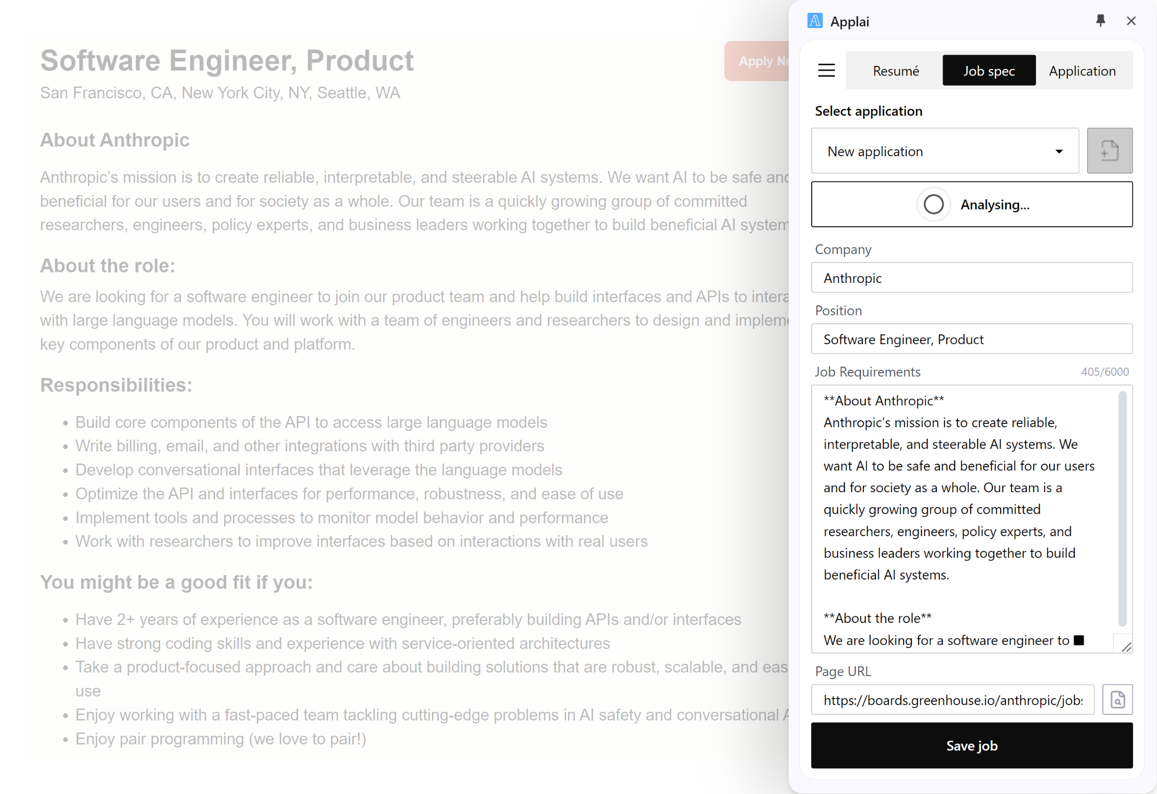 Analyse job adverts